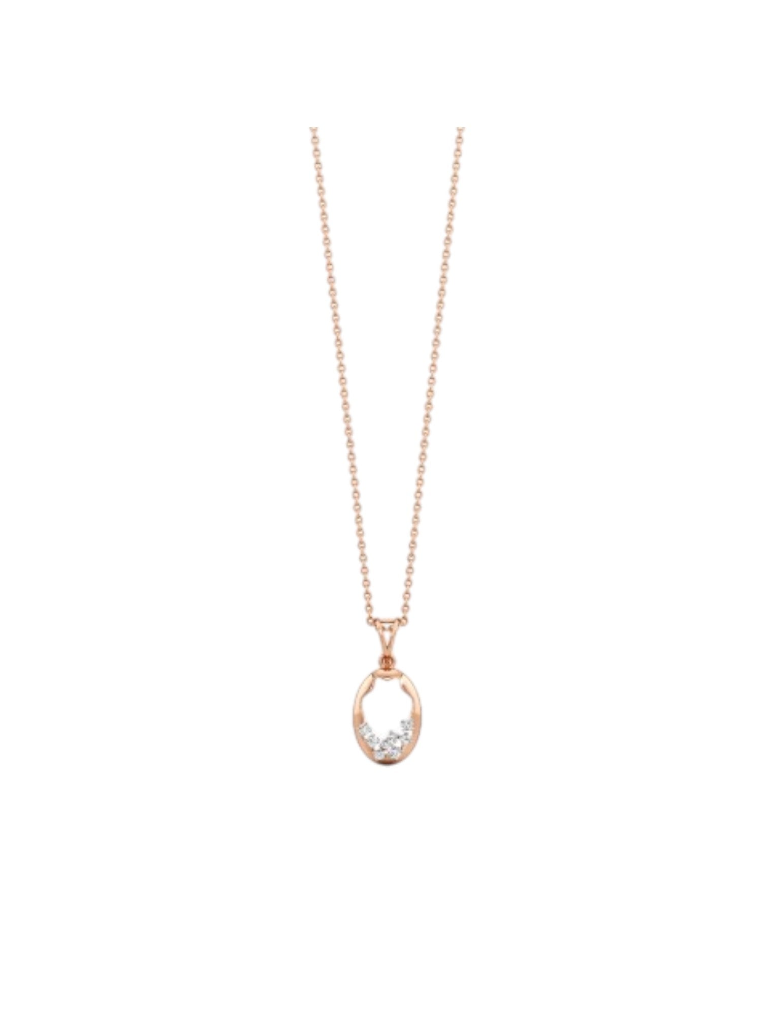 Trendy Design 925 Sterling Silver CZ Stones Rose Gold Plated Pendant With Chain For Women By Kesardeep